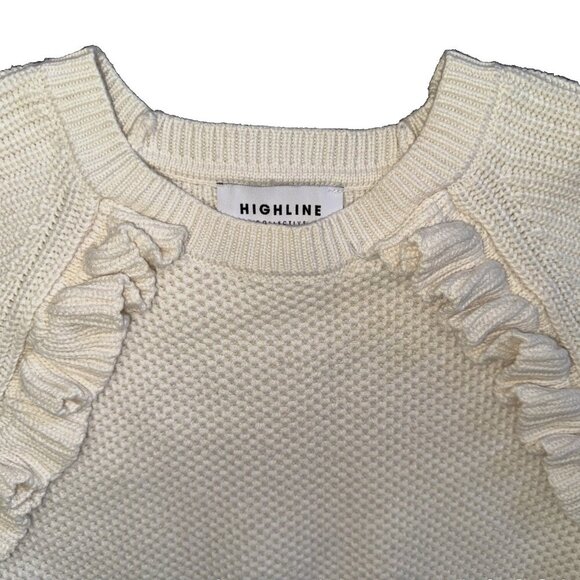 Ruffel Sweater, XS, women's Highline Collective, IVORY, long sleeve, BOHO - Picture 7 of 9